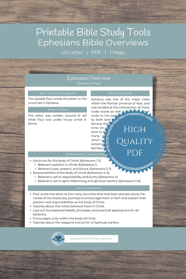 Ephesians Overview | Water on Thirsty Land