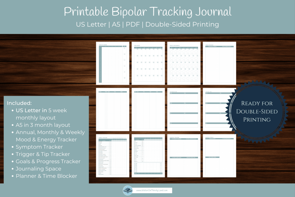 Printable Bipolar Tracking Journal | Water on Thirsty Land